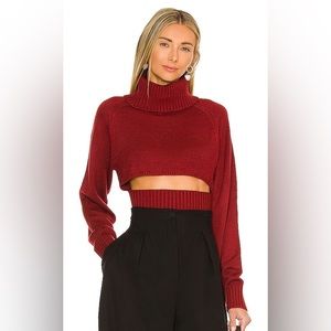 Revolve NBD Winston Cropped Turtleneck Sweater in Deep Red! Never Worn!
